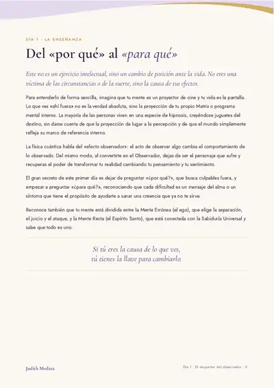 Página de enseñanza del día 1, Del por qué al para qué